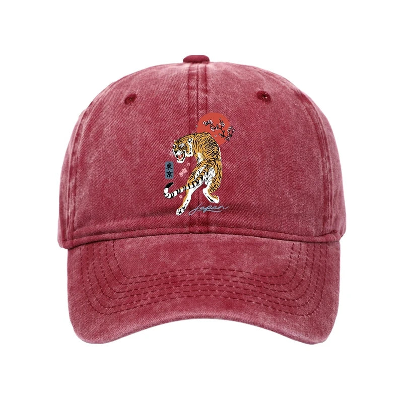 Modecanvas Tiger Blossom Japanese Sakura Washed Cap-modecanvas