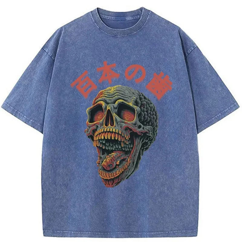 Modecanvas Terrifying And Disgusting Skull Washed T-Shirt