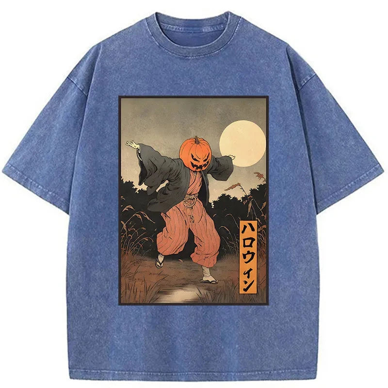 Modecanvas Japanese Pumpkin Monster Washed T-Shirt-modecanvas