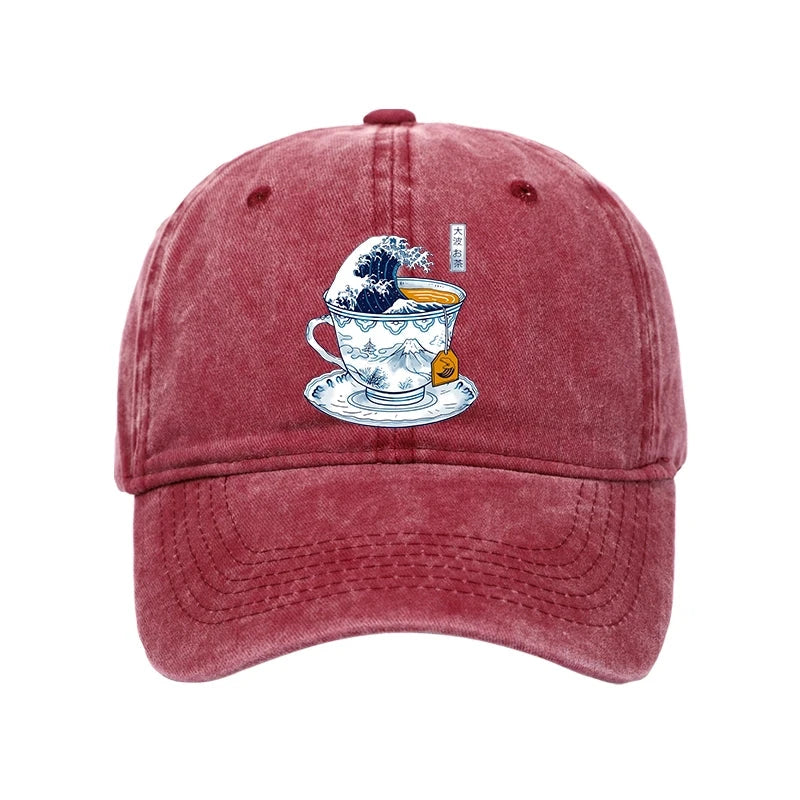 Modecanvas The Great Kanagawa Tea Wave Washed Cap-modecanvas