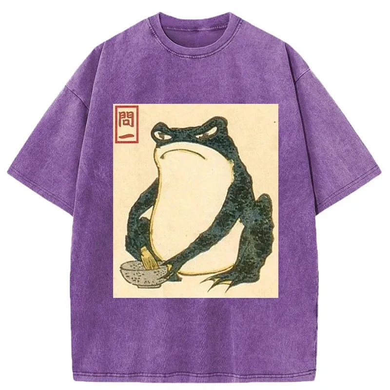 Modecanvas Matsumoto Hoji Japanese Frog Washed T-Shirt-modecanvas