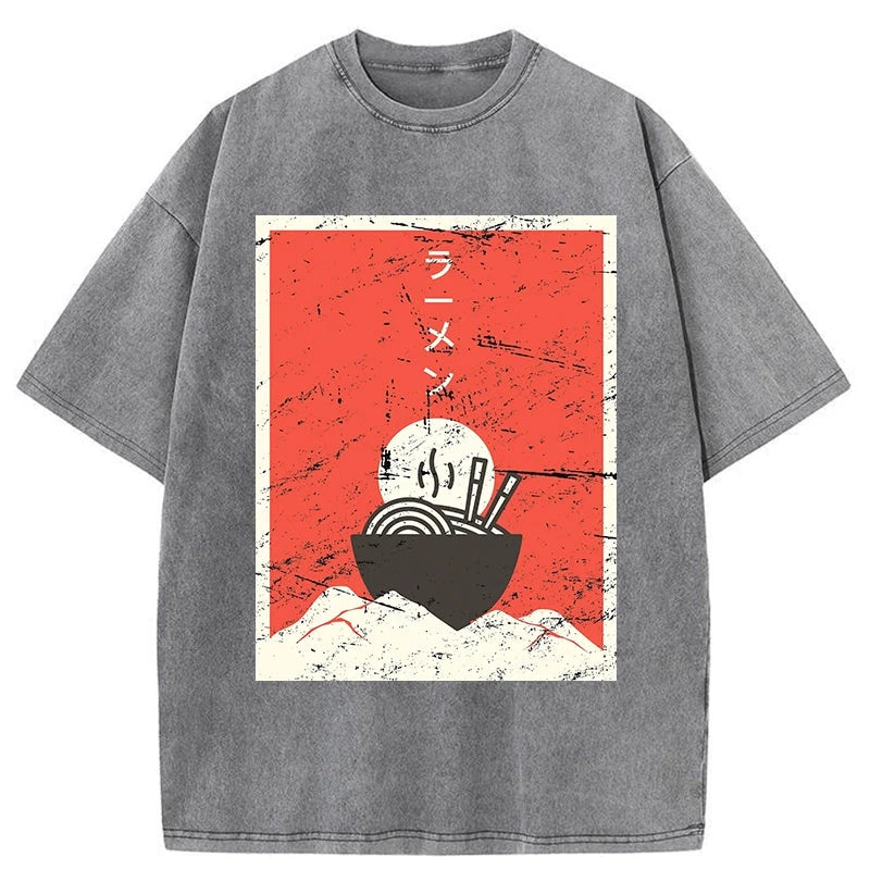 Modecanvas Vintage Japanese Anime Ramen Washed T-Shirt