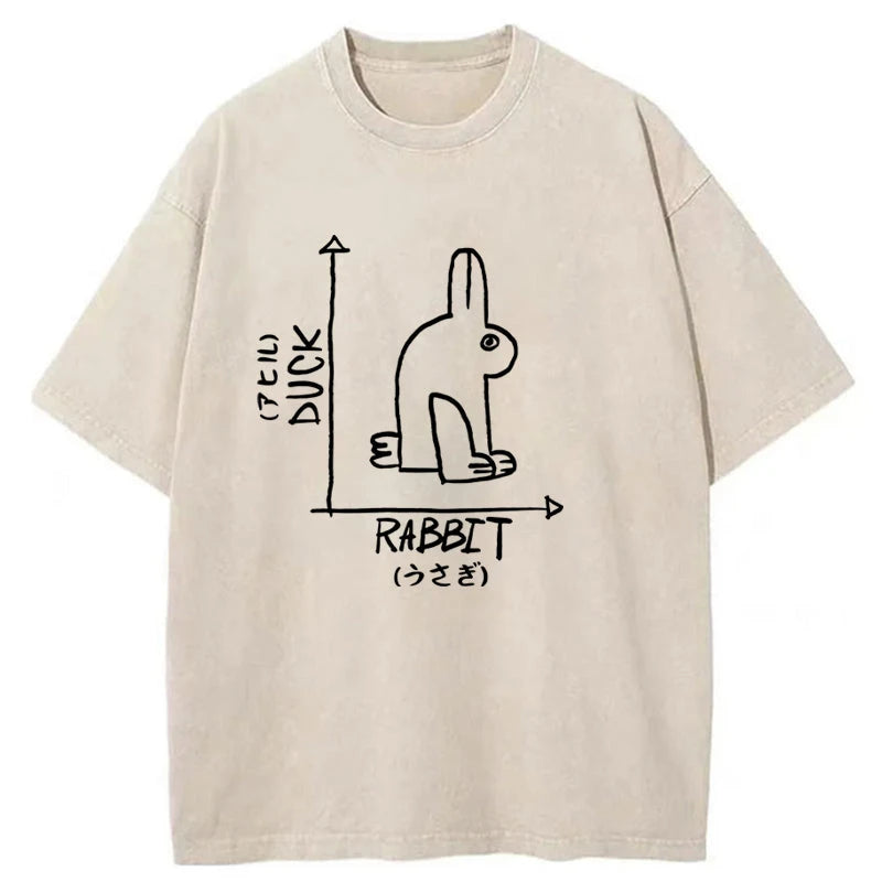 Modecanvas A Rabbit And A Duck Washed T-Shirt