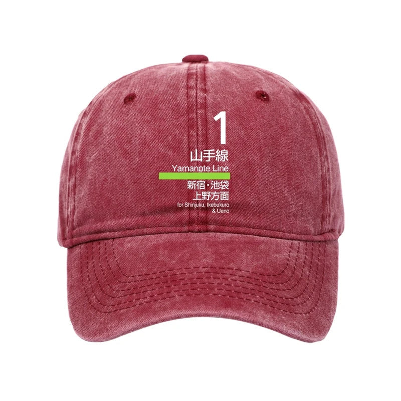 Modecanvas Tokyo Yamanote Line Platform Sign Washed Cap-modecanvas