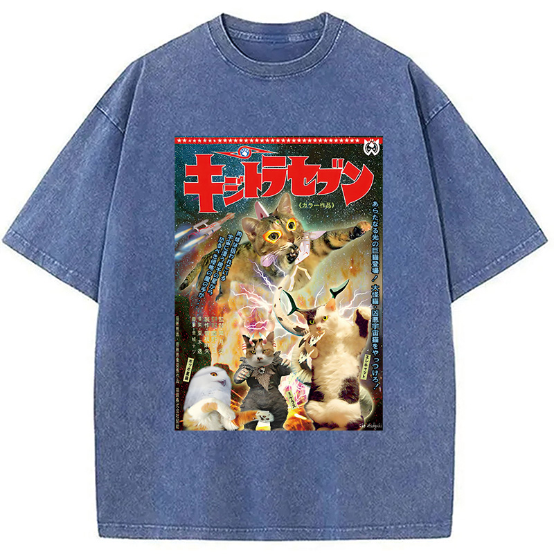 Modecanvas Imaginary Science Cat Washed T-Shirt