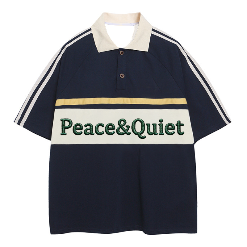 Modecanvas Peace & Quiet Polo Embroidered T-Shirt