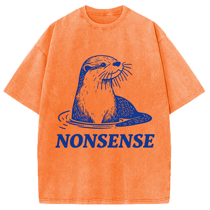 Modecanvas Funny Sea Otters Meme DTG Printing Washed T-Shirt