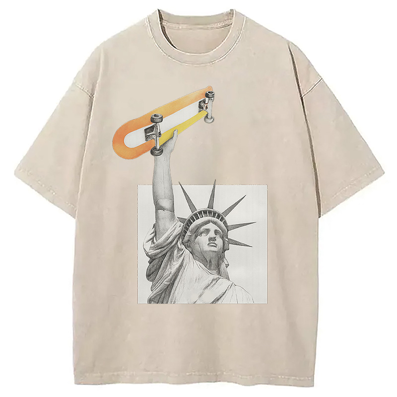 Modecanvas Living In The City DTG Printing Washed T-Shirt-modecanvas