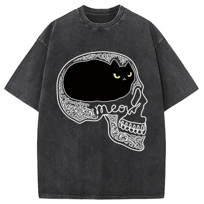 Modecanvas All I Can Think About Is Cat DTG Printing Washed T-Shirt