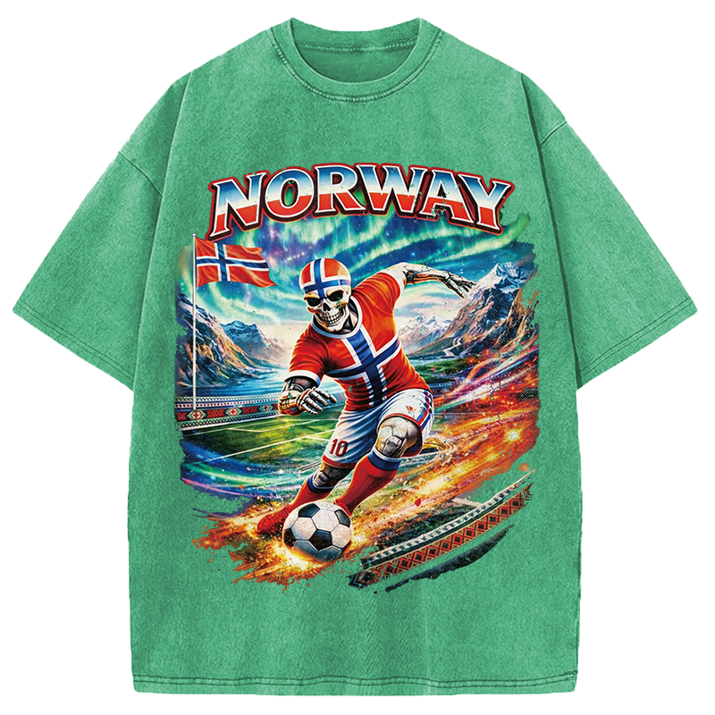 Modecanvas Northern Lights Football DTG Printing Washed T-Shirt