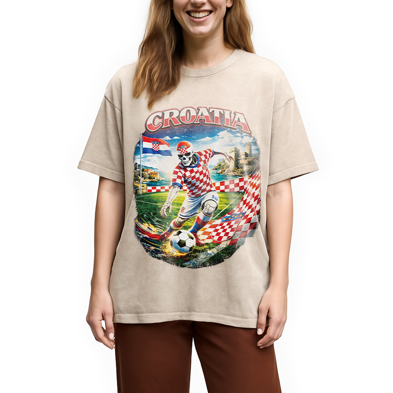 Modecanvas Croatia Soccer DTG Printing Washed T-Shirt