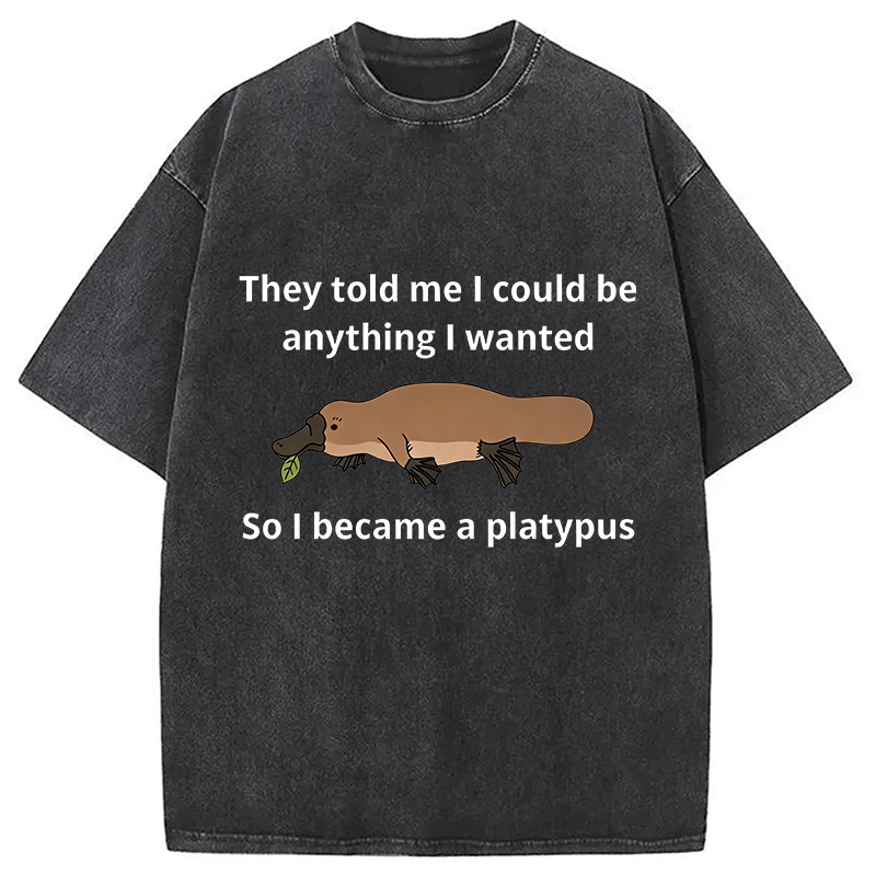 Modecanvas I Became A Platypus DTG Printing Washed T-Shirt