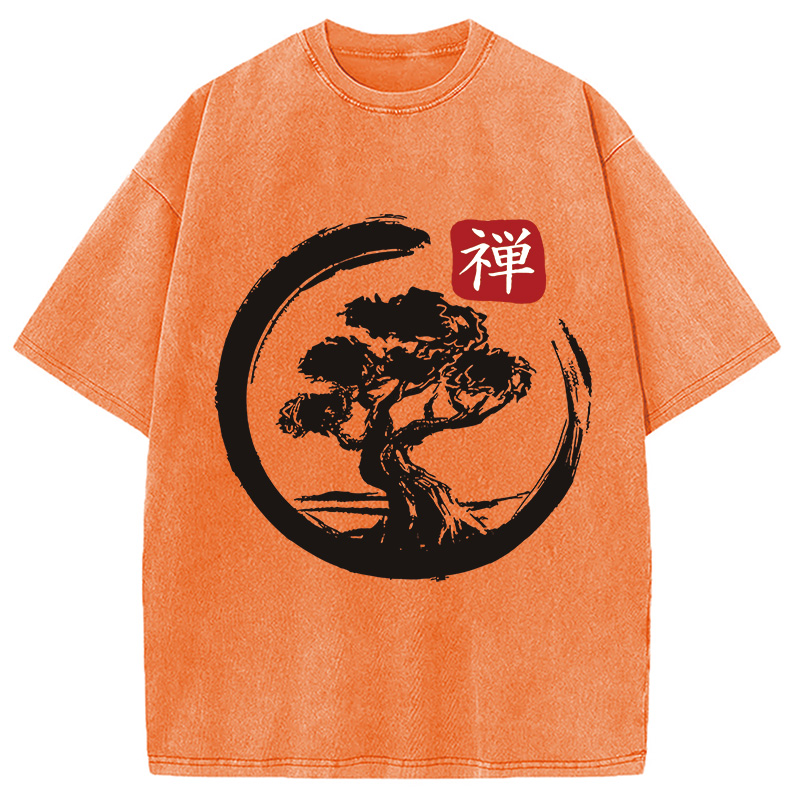 Modecanvas Enso Circle Bonsai Washed T-Shirt