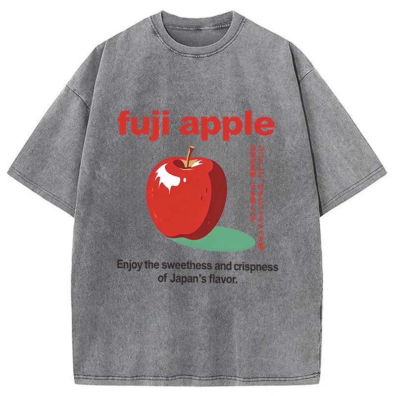Modecanvas Japan Fuji Apple DTG Printing Washed T-Shirt-modecanvas