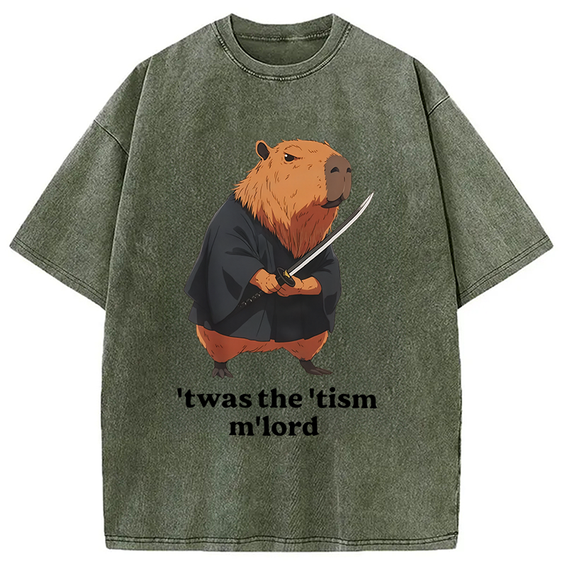 Modecanvas Focused Samurai Capybara Washed T-Shirt