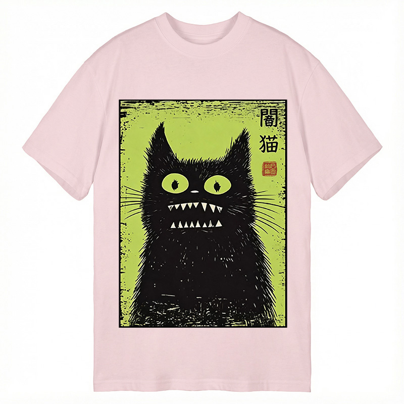 Modecanvas Spooky Black Cat DTG Printing Classic T-Shirt-modecanvas