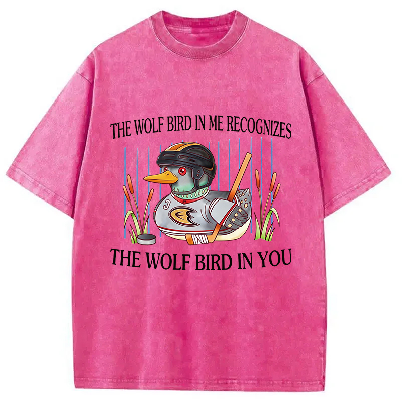 Modecanvas Wolf Bird DTG Printing Washed T-Shirt