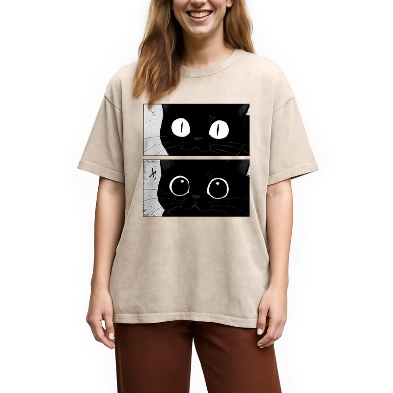 Modecanvas Become A Cute Cat Washed T-Shirt