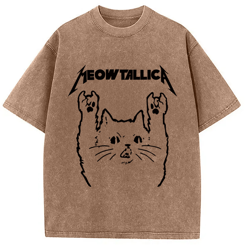 Modecanvas Vintage Album Cat Meowtallica Japan Washed T-Shirt