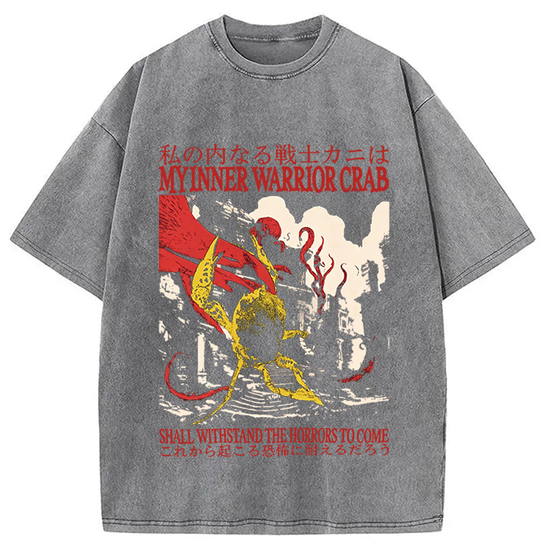 Modecanvas My Inner Warrior Crab Funny DTG Printing Washed T-Shirt