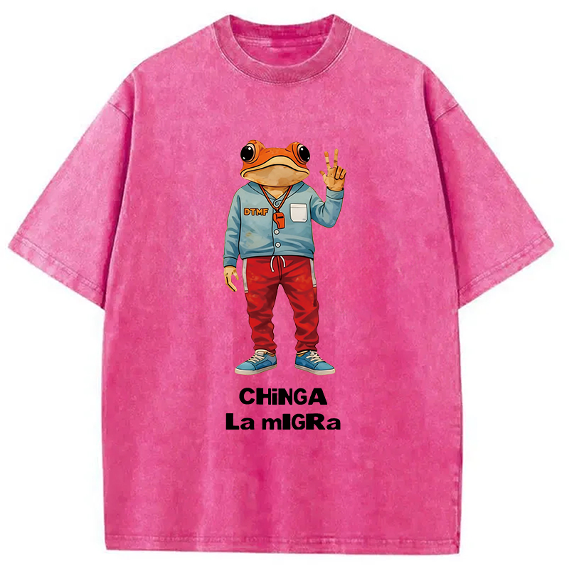 Modecanvas Out Frog Meme DTG Printing Washed T-Shirt