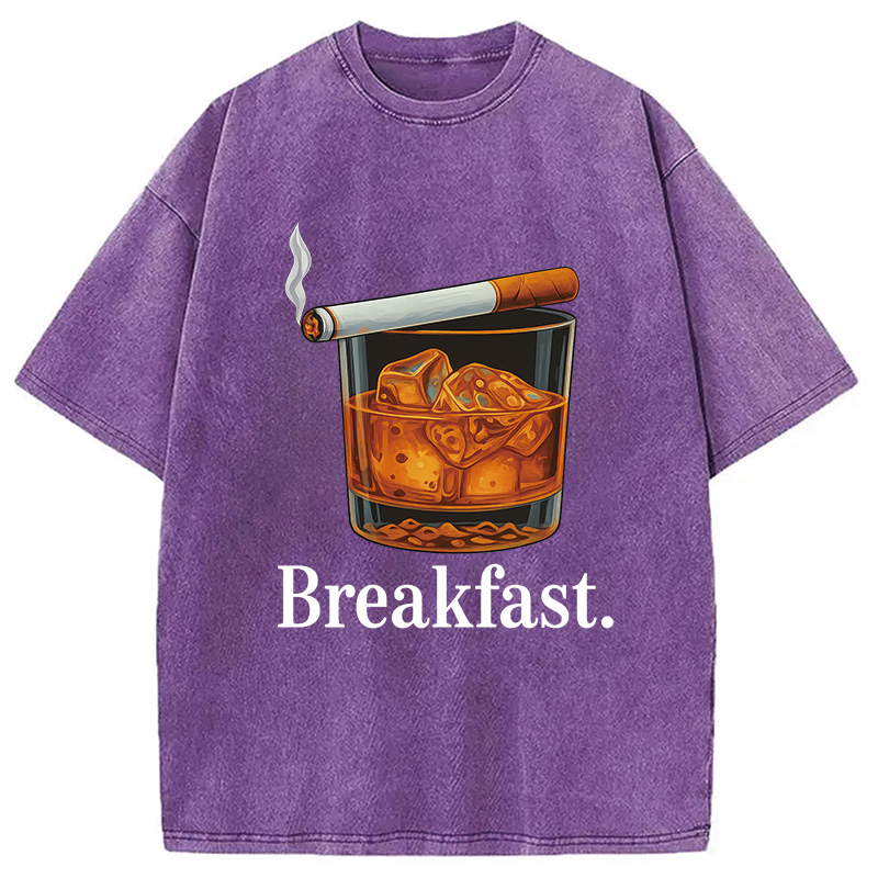 Modecanvas Breakfast Funny Meme Washed T-Shirt