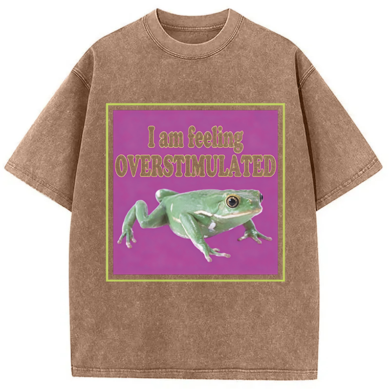 Modecanvas I Am Feeling Overstimulated DTG Printing Washed T-Shirt
