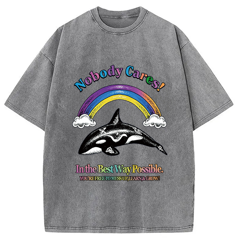 Modecanvas NOBODY CARES DTG Printing Washed T-Shirt