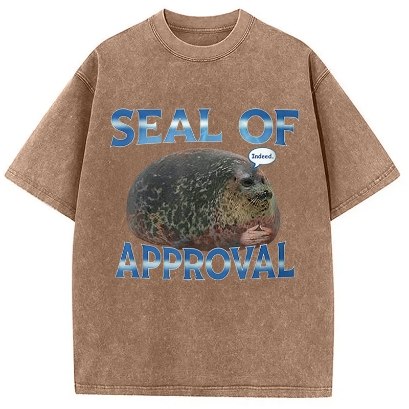 Modecanvas Seal Of Approval Meme DTG Printing Washed T-Shirt
