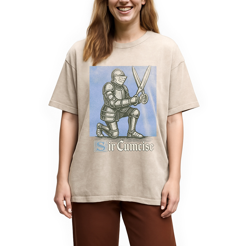 Modecanvas Funny Knight Meme DTG Printing Washed T-Shirt