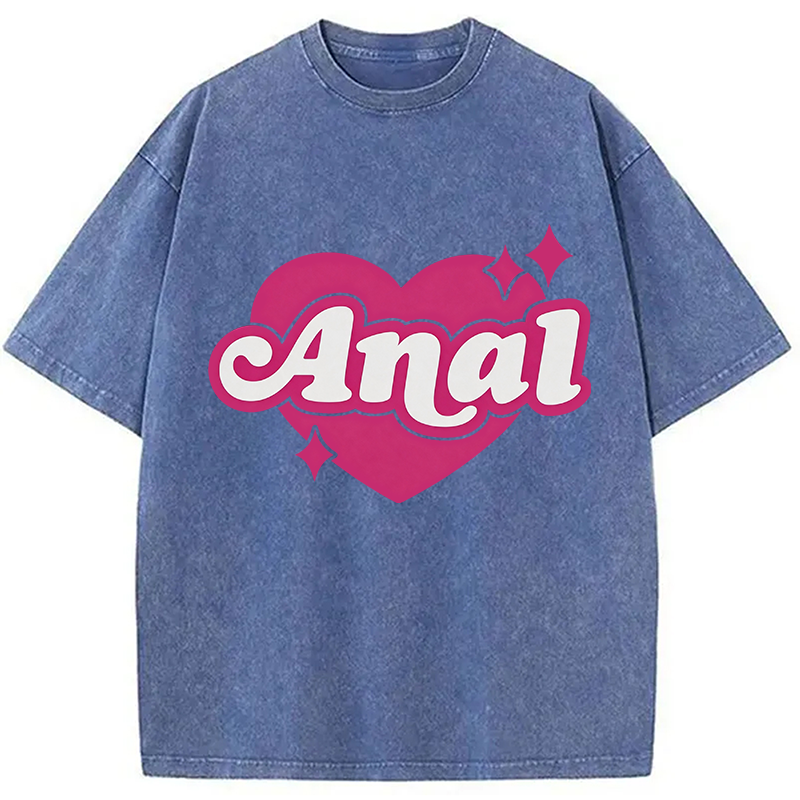 Modecanvas Anal Heart DTG Printing Washed T-Shirt