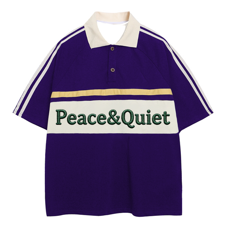 Modecanvas Peace & Quiet Polo Embroidered T-Shirt