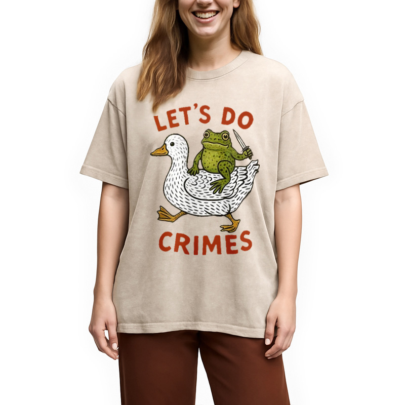 Modecanvas Frog Ready To Commit Crime Washed T-Shirt