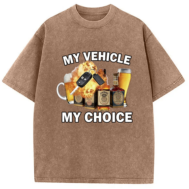 Modecanvas My Vehicle My Choice Beer DTG Printing Washed T-Shirt