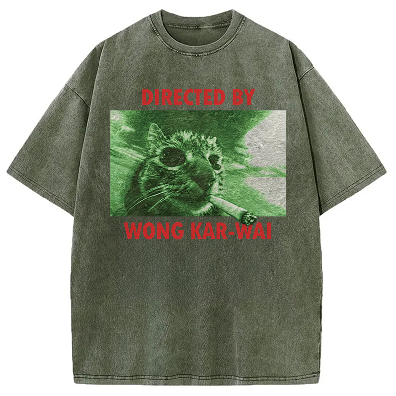 Modecanvas Wong Kar-Wai Cat DTG Printing Washed T-Shirt