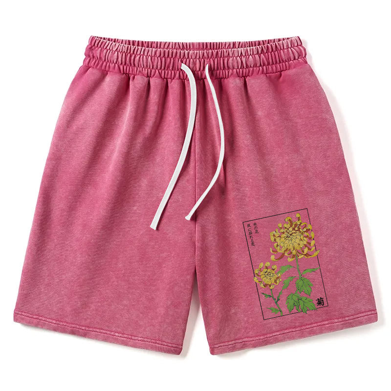 Modecanvas Retro Chrysanthemum Washed Short