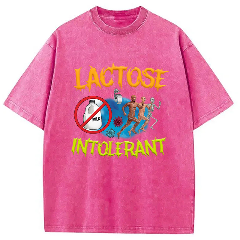 Modecanvas Lactose Intolerant Ironic Sarcastic Funny Washed T-Shirt