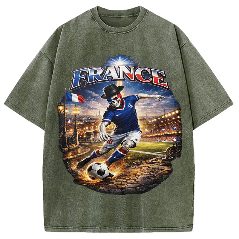 Modecanvas France Soccer DTG Printing Washed T-Shirt