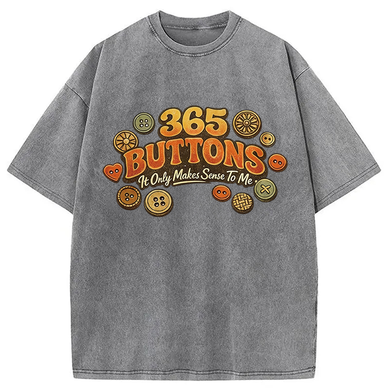 Modecanvas 365 Buttons Meme Retro DTG Printing Washed T-Shirt