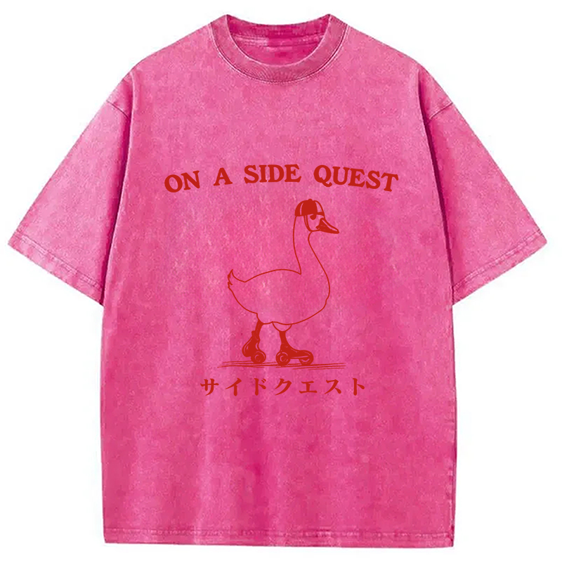 Modecanvas On a Side Quest Goose Washed T-Shirt