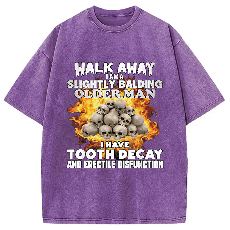 Modecanvas Walk Away Funny Skeleton Meme DTG Printing Washed T-Shirt-modecanvas