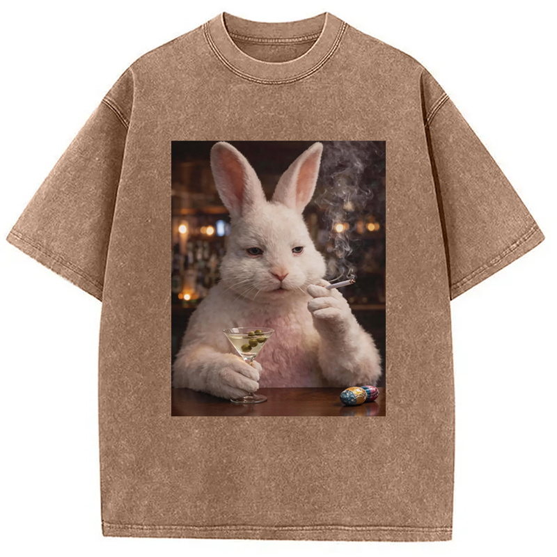 Modecanvas Unhinged Easter Bunny DTG Printing Washed T-Shirt