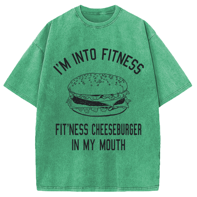 Modecanvas Fitness Cheeseburger DTG Printing Washed T-Shirt