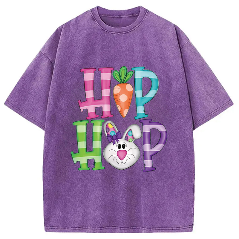 Modecanvas Hip Hop Easter Bunny DTG Printing Washed T-Shirt