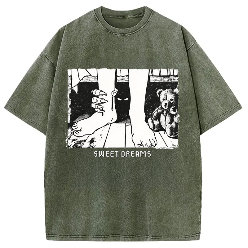 Modecanvas Monster Under The Bed DTG Printing Washed T-Shirt