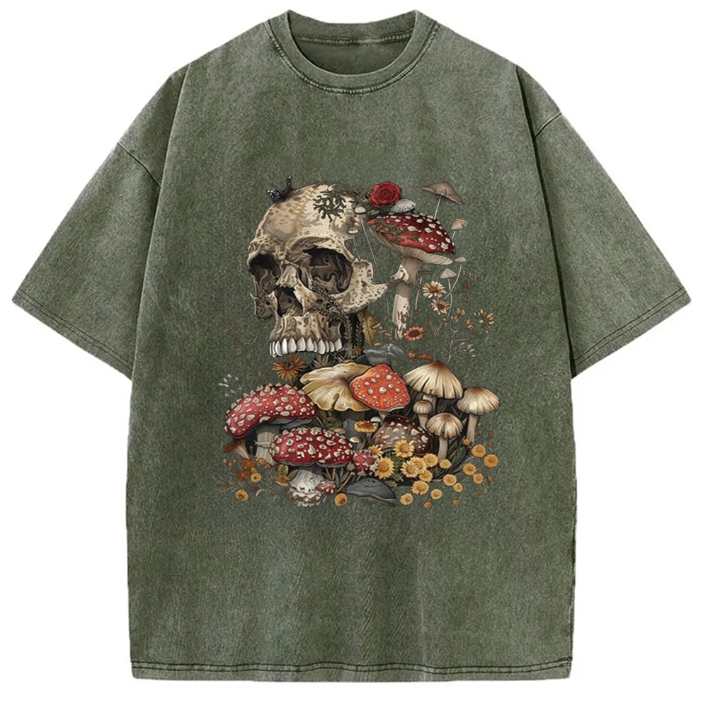Modecanvas Skull Mushroom Goblincore Washed T-Shirt