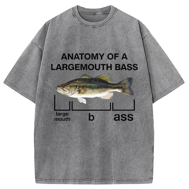 Modecanvas Anatomy Of A Large Mouth Bass Fish DTG Printing Washed T-Shirt