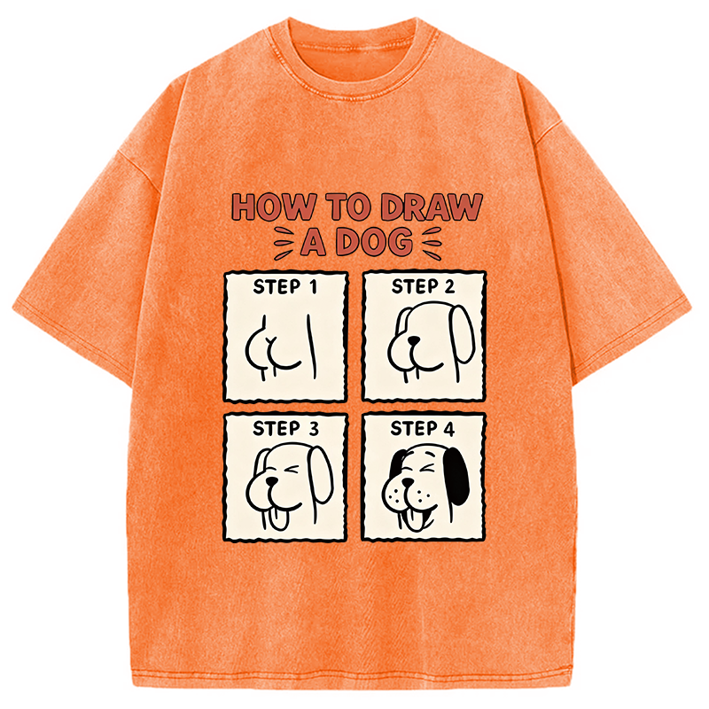 Modecanvas How To Draw A Dog DTG Printing Washed T-Shirt