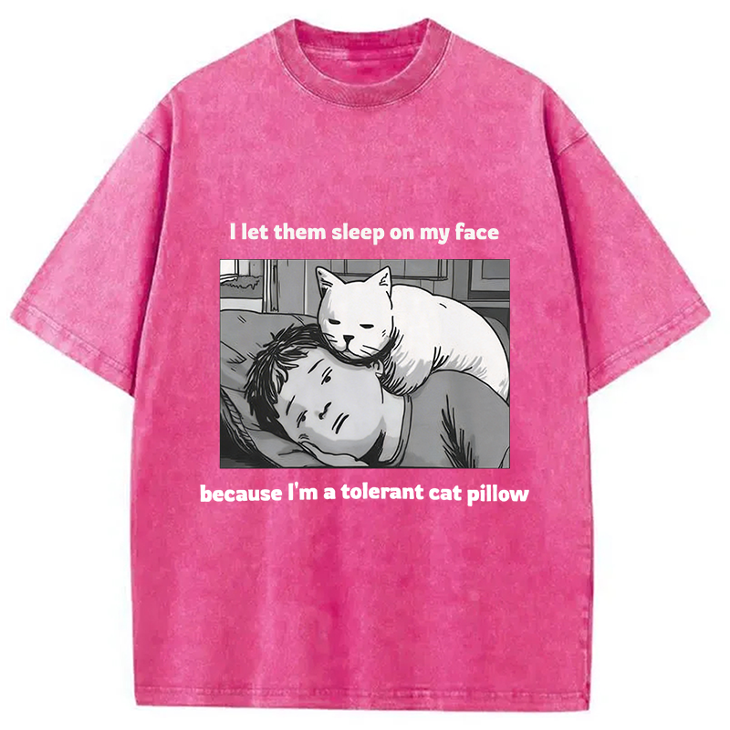 Modecanvas Funny Cat Servant DTG Printing Washed T-Shirt