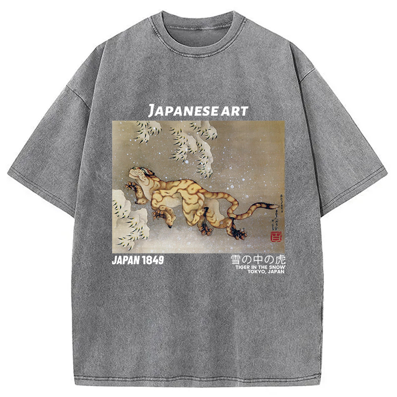 Modecanvas Tiger in the Snow Washed T-Shirt
